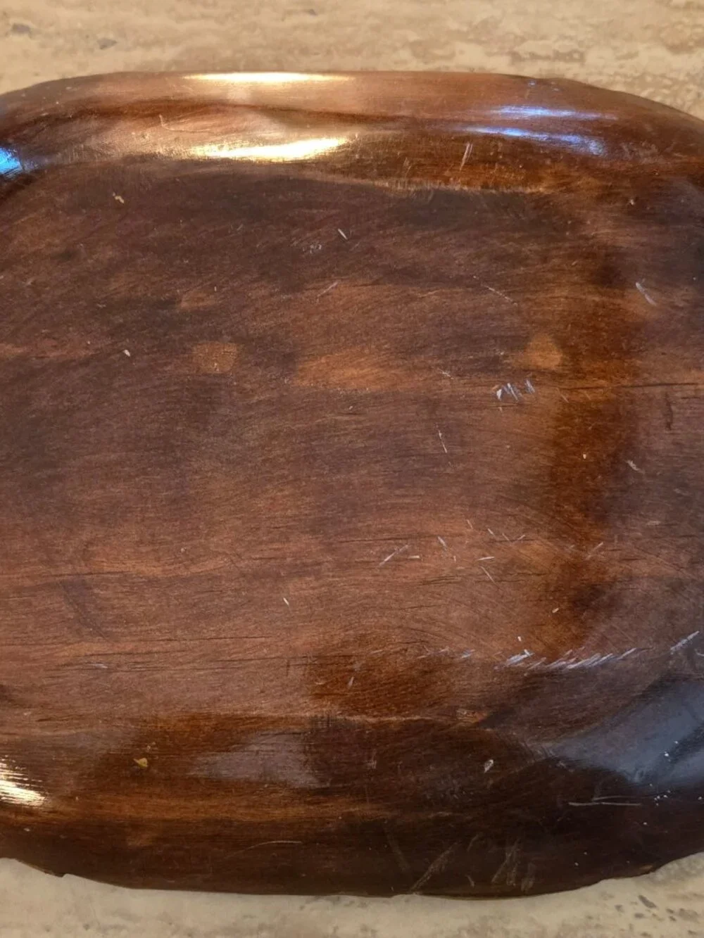Hand Painted Mexican Folk Art Wood Oval Bowl/Tray Floral Design 11.5”x7.75